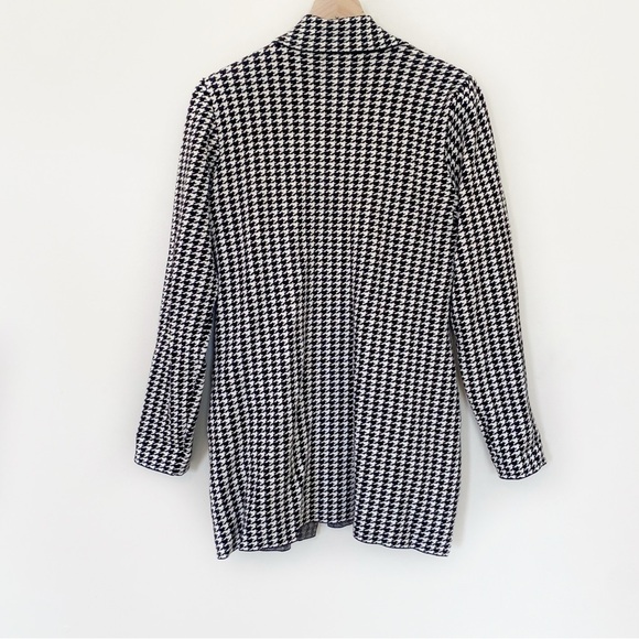 Marled Houndstooth Longline Double Breasted Button Sweater Blazer size Medium - Picture 9 of 9